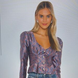 MAJORELLE Purple Pink Fitted Blazer with Peplum